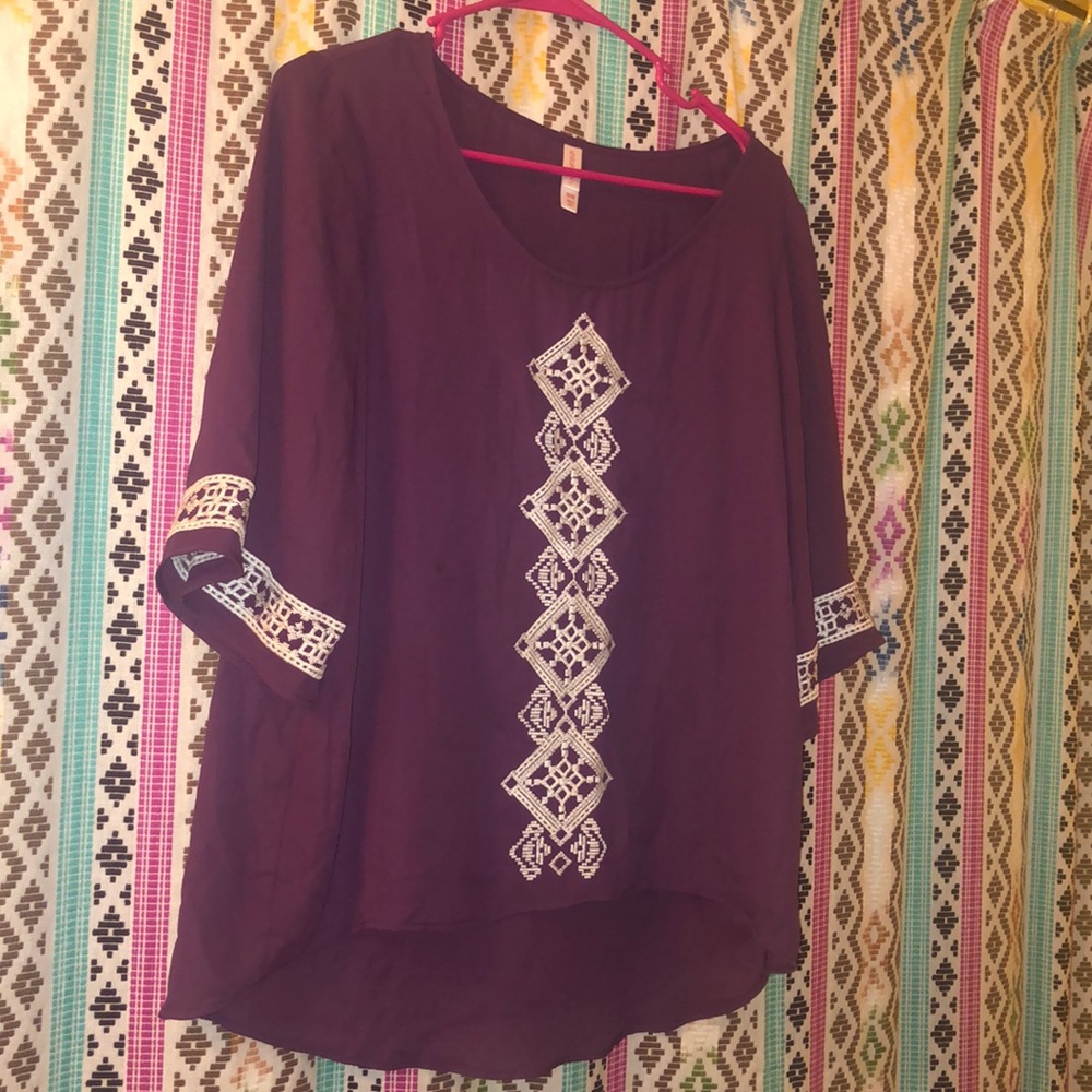 Purple embroidered blouse